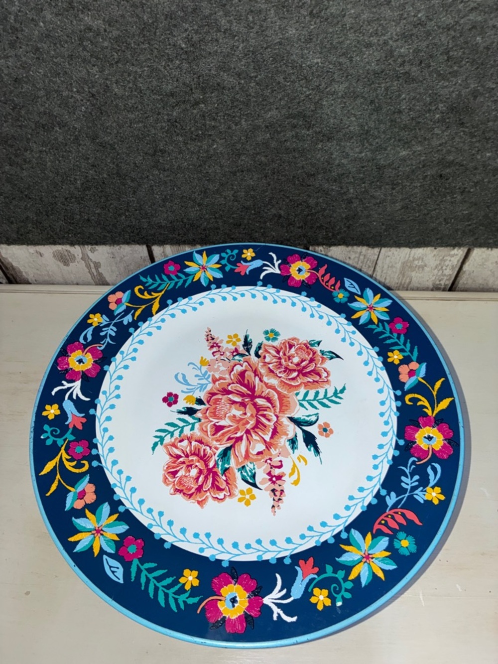 Pioneer Woman Blue Floral Metal Cake Stand - Picture 2 of 4